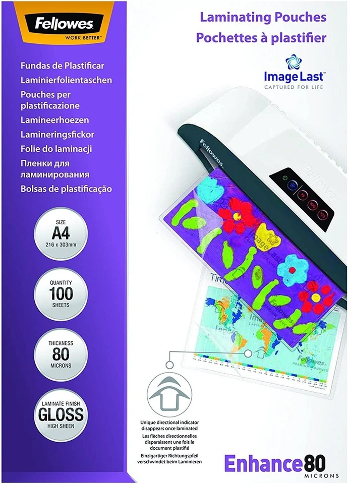Fellowes ImageLast A4 Enhance 80 Micron Laminierfolien glossy - 100 Stück