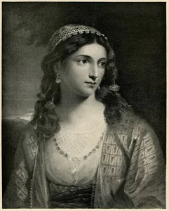 Hermosa mujer griega Haidee hija pirata Don Juan, 1902 grabado en madera - Imagen 1 de 3
