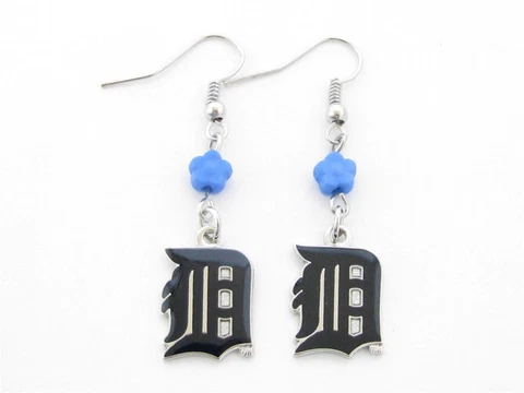 Detroit Tigers Blue Sophie Flower Dangle Hook Wire Earrings MLB Gift Jewelry Cover
