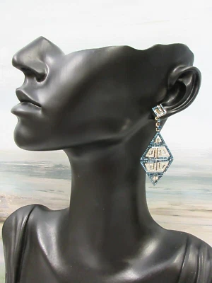 Pendientes de diamantes azules blancos rarezas de plata de ley 1ctw colgantes nuevos con etiquetas Foto 1 de 4