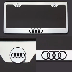 T304 Cromo Audi Logotipo Letra Negra Grabada con Láser Placa Grabada Marco Etiqueta - Imagen 1 de 6