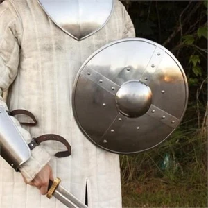Battle Ready Buckler Shield Medieval Armor Combat Iron Archer Silver Shield - Picture 1 of 5