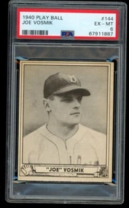 1940 Play Ball #144 Joe Vosmik Dodgers PSA 6 - EX/MT BRIGHT - Picture 1 of 2