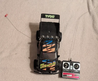1992 Tyco Mini Eliminator 10" RC Black Truck with Remote TESTED - Image 1 of 4