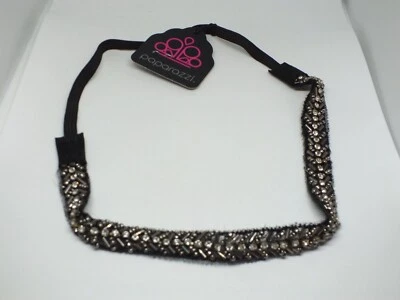 Impresionante Diadema Joyería para el Cabello Tono Plateado Negro Transparente Estrás Paparazzi Lab Foto 1 de 3