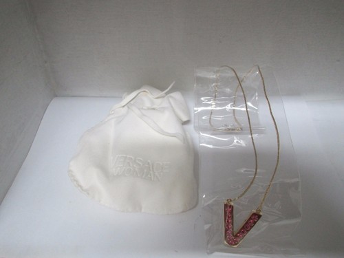 VERSACE DONNA V Collana Penndant Rosa Oro Colorata Donna