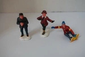 3 LEMAX VILLAGE FIGURINES - SNOWBOARDER IS MISSING PIECES - Picture 1 of 5