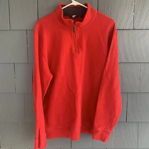Lands' End Bedford Rib Quarter Zip Pullover Sweater Mens Size XL  Red EUC - Picture 1 of 18