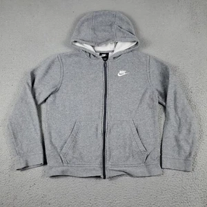 Nike Sweater Boys Large Gray Swoosh Casual Pullover Hoodie Sweatshirt Kids - Picture 1 of 10