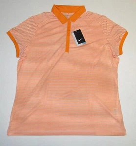 $60 WOMEN'S NIKE GOLF DRI FIT VICTORY STRIPE POLO ORANGE WHITE 725585-868 XL - Picture 1 of 5