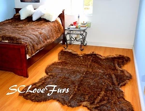 58" X 72" Grizzly Bearskin Faux Fur Area Rug Plush Lodge Cabin Accents  - Picture 1 of 2