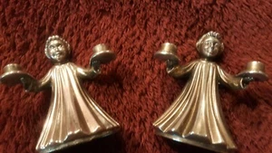 Vintage Pair of Silver Plate Alter/Choir Boy & Girl Candle Holders - Picture 1 of 4