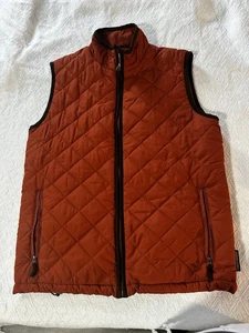 Field and Stream Light Vest Men’s Size S Orange/Brown Trim Quilted Excellent - Picture 1 of 15