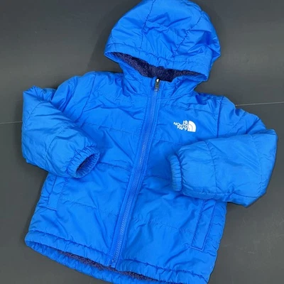 Chaqueta reversible The North Face para niños 5T azul sherpa abrigo de invierno con capucha Foto 1 de 4