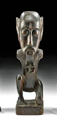 19th Cent. Borneo Dayak Figure w/ COA 11" Kalimantan Dayak peoples, Bahau piece - Image 1 of 4