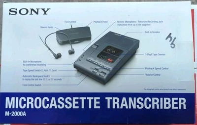 Sony M-2000 Microcassette Transcriber Recorder Retail Package  - Image 1 of 2