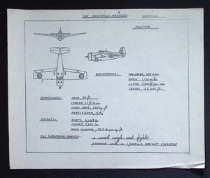 Original WWII Grumman Martlet Recognition Drawing – American / RAF Fleet Air Arm - Picture 1 of 3
