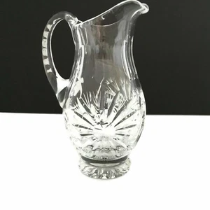 Vintage Pitcher Cut Crystal Glass 7" Tall Orange Juice Water Flower Vase - Picture 1 of 8