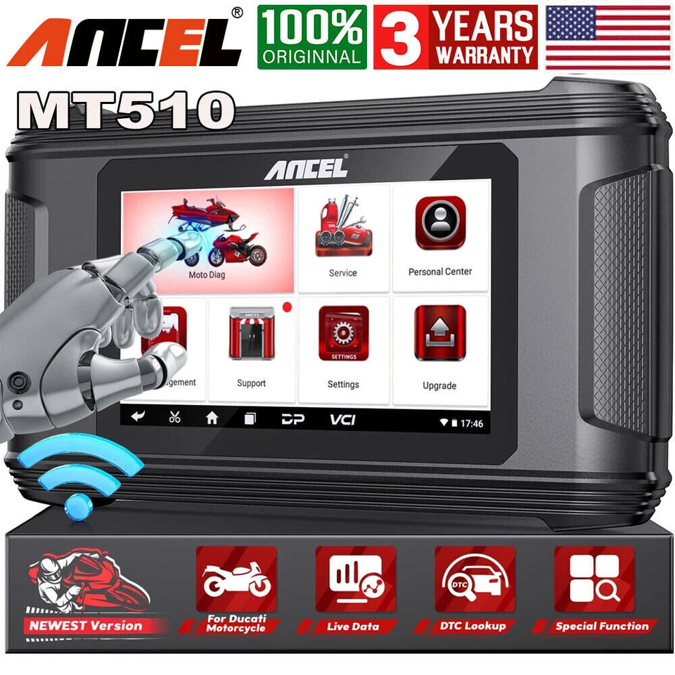 ANCEL MT510 Motorcycle OBD2 Scanner Diagnostic Tool Full System Fit for Ducati - Image 1 of 4