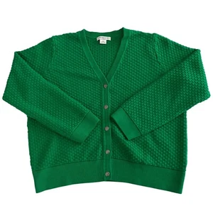 Liz Claiborne Womens Preppy Classic Twee Nautical Emerald Green Cardigan Size 2X - Picture 1 of 8