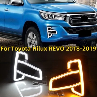 LED DRL Daytime Running Fog Light Lamps Fit For Toyota Hilux REVO 2018-2019 — 第 1/4 张图片