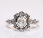 Victorian Vintage 3.00Ct Oval Cut Diamond Wedding CZ Ring 14K White Gold Plated