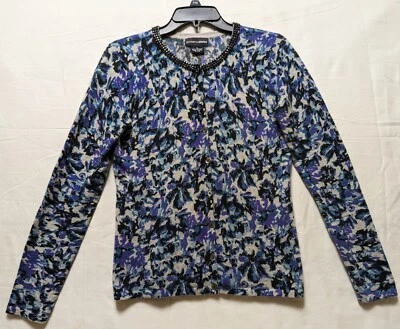 Sutton Studio Women's Size Small Cashmere Button Cardigan Floral Print  - Image 1 of 4