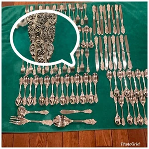 16 Gedecke FB Rogers GRAND ANTIK versilbert floral top 100 Teile - Bild 1 von 15