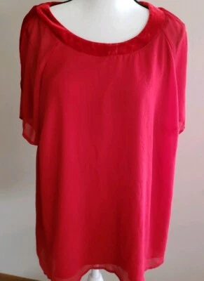Ava & Viv Brand ~ Women's Size 2XL ~ Red ~ Lined ~ Short Sleeve ~ Polyester Top - Image 1 of 4