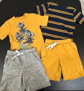Outfit set Ninja Graphic Print Stripes Short T-Shirt Lot of 2 Boy Youth Sz 6 - Picture 1 of 18