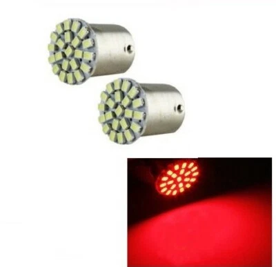Ampoules led BAY15D Rouge 22smd Veilleuses Feux Stop Arriere 2pcs - Photo 1/2