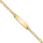 Real 14kt Yellow Gold Soft Diamond Shape Flat Figaro Link Id Chain Bracelet
