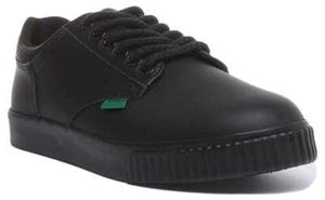 Kickers Tovni Flex Youth Lace Up Leather School Shoes In Black Size UK 3 - 6 - Picture 1 of 6