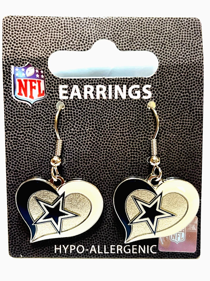 NFL ER-245-17 Dallas Cowboys One Size Swirl Heart Earrings