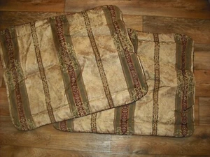 Croscill Townhouse 2 Standard Shams 21857 Green & Burgundy Striped Fleur de lis - Picture 1 of 1