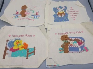 Beautiful The Creative Circle Embroidery 4008 "I Can.." Complete 1988 Four 5 x 7 - Picture 1 of 5