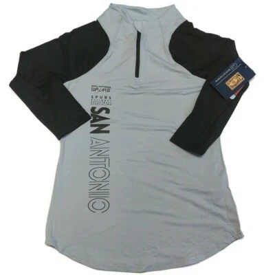 Camiseta de mujer San Antonio Spurs talla L con cremallera manga 3/4 negra gris GIII 4 Her Foto 1 de 4