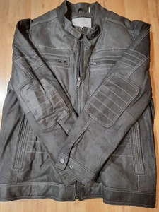 Wilsons Leather Men Black Zipper Pockets Full Zip Motorcycle Suede Jacket Sz 2XL - Picture 1 of 9