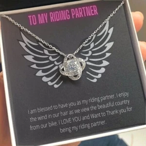 Riding Partner Necklace, Happy Birthday Wife, Harley Lovers, Wife Necklace, Mess - Picture 1 of 6
