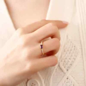14k Gold Plated Jewellery, Amethyst ring, Woman ring, Beautiful 925 Silver ring - Picture 1 of 6