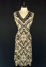 JM COLLECTION Size L A-Line Dress Black Brown Beads Sequins Stretch Sleeveless