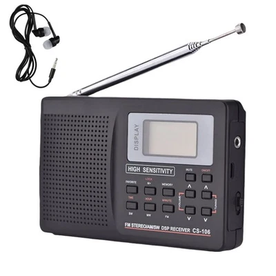 Black Digital Radio LCD Display FM/AM/SW/MW Full Frequency Receiver CS-106 - Image 1 of 4