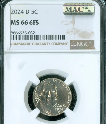2024 D JEFFERSON NICKEL NGC MS66 FS PQ 2ND FINEST GRADE MAC  SPOTLESS  . - Image 1 of 2