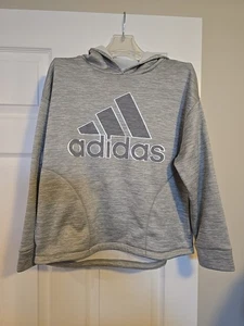 NWT Adidas Girls Size 14 Grey Heather Pull Over Hoodie - Picture 1 of 4