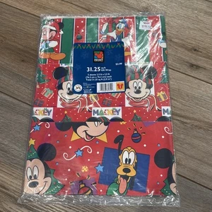 NEW 1999 Disney Mickey Mouse Donald Duck Pluto Wrapping Paper 5 Sheets! Vintage - Picture 1 of 11