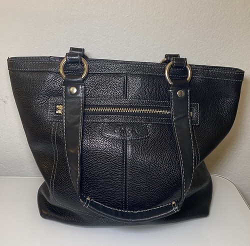 Borsa a tracolla grande Coach F14683 Penelope in pelle nera con ciottoli borsa tote COA