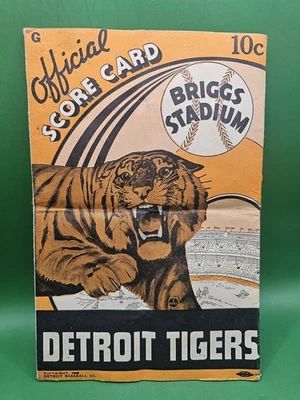 1938 Detroit Tigers Official Score Card - Briggs Stadium - Image 1 of 3