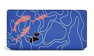 CARTERA MONEDERO MATINÉ PLEGABLE DE CUERO AZUL RADLEY GRANDE ¡¡NUEVA!!! - Imagen 1 de 3