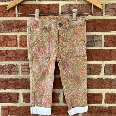 Tea Collection Verde Oliva Floral Jeggings Niñas 4 Rosa Rojo Cintura Ajustable Foto 1 de 4