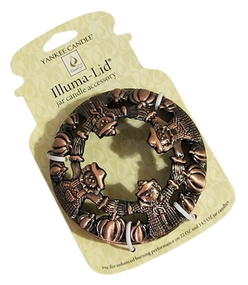 Yankee Candle Illuma-Lid Jar Topper Scarecrow Pumpkin Harvest Halloween Retired - Image 1 of 4